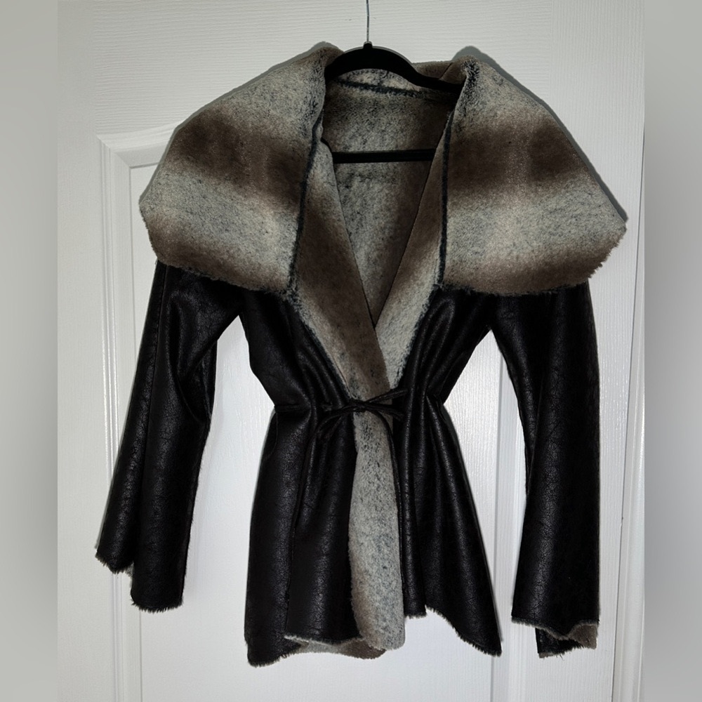 Chi by Falchi size Medium Faux fur Leather Jacket for women
